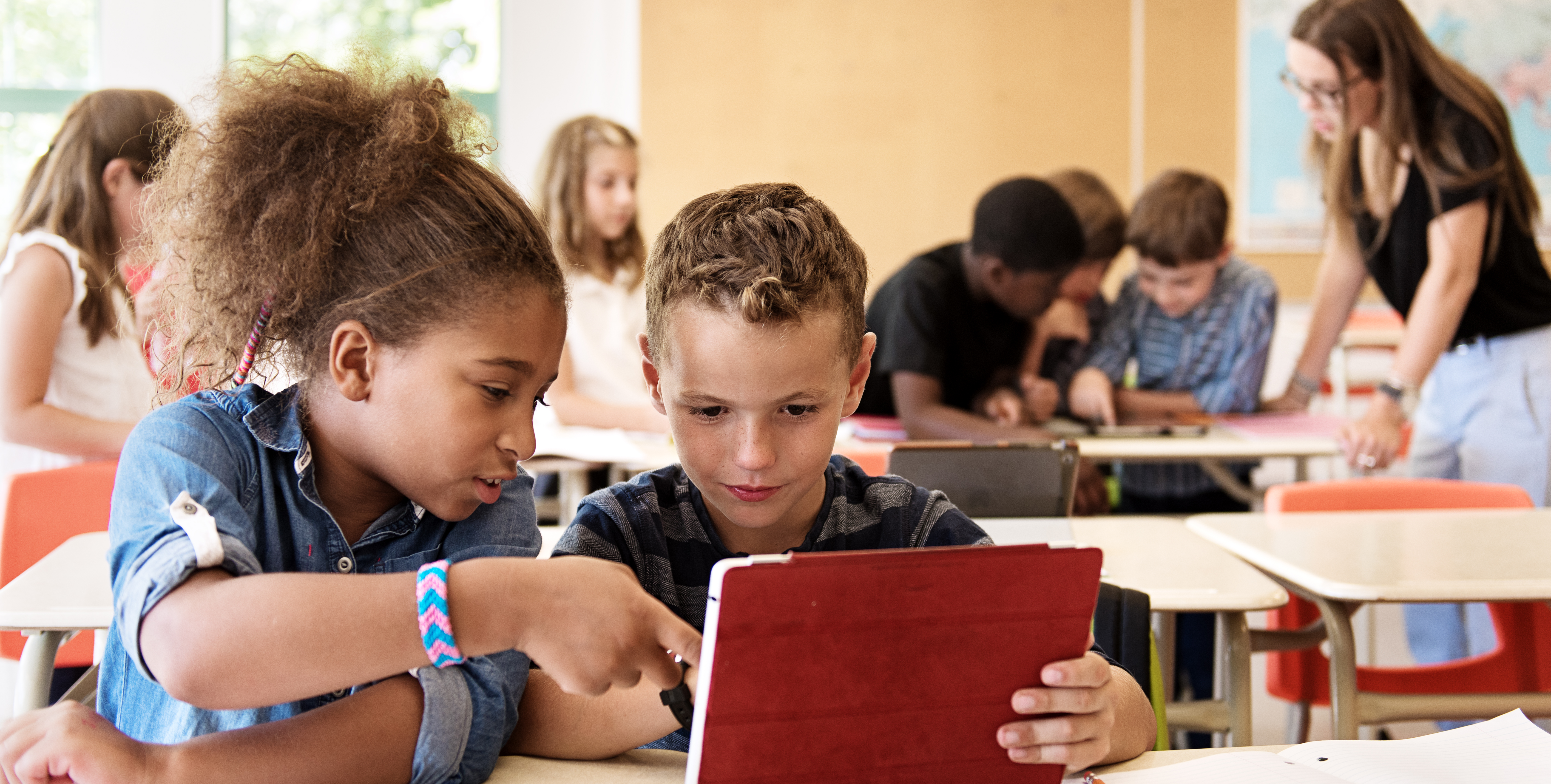 Students working together in classroom