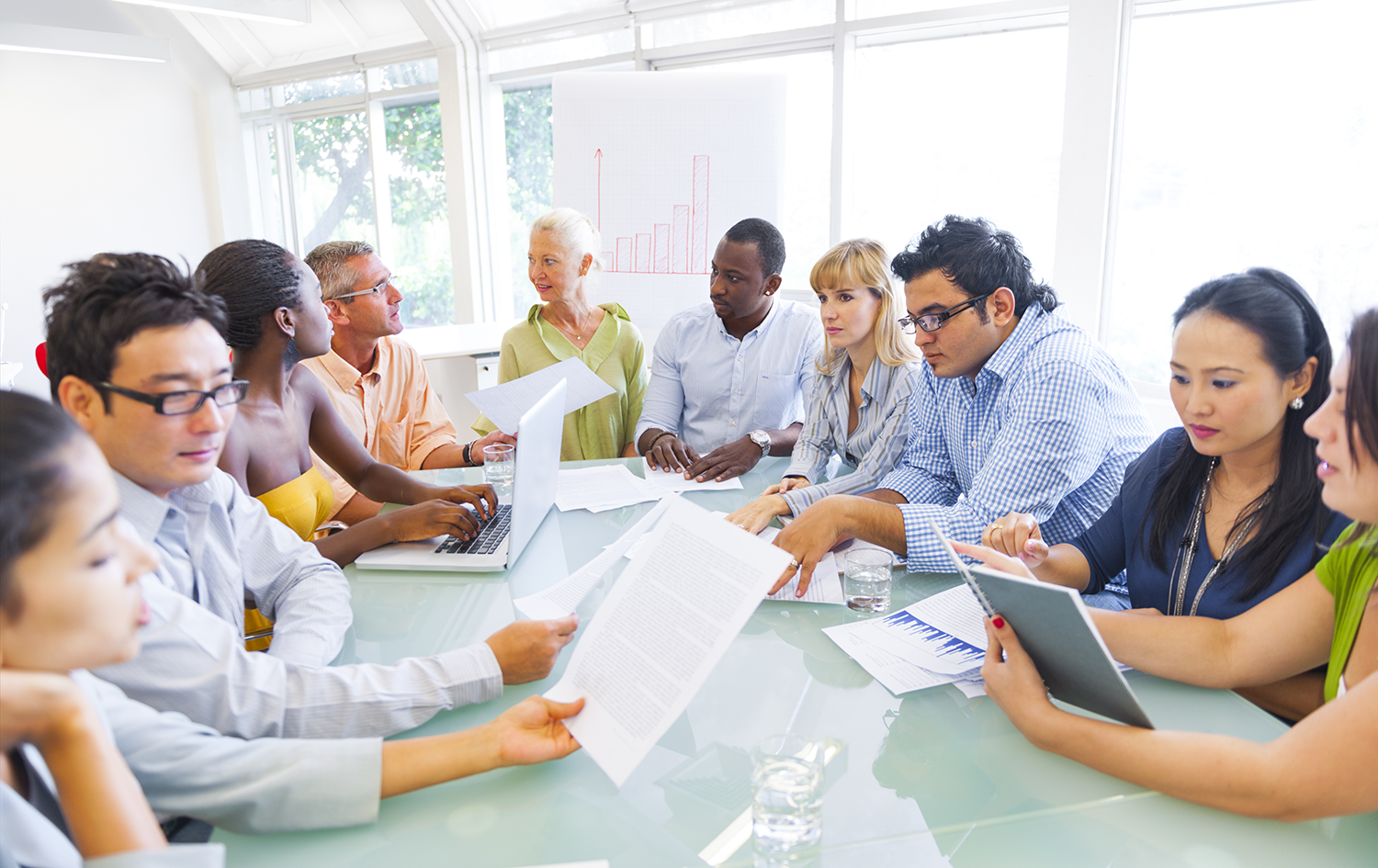 diverse team working around a table